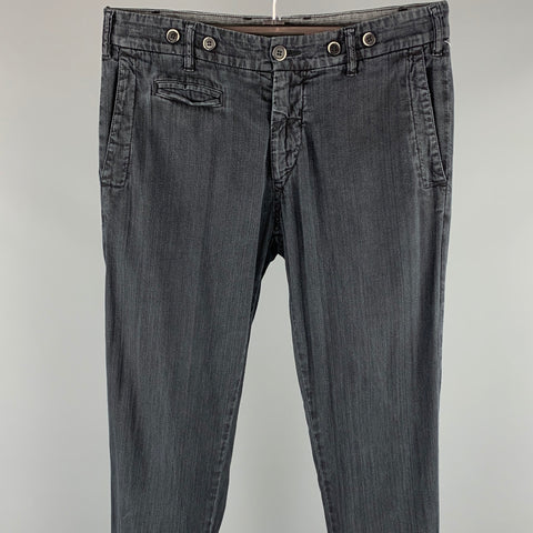 BARENA Taille 32 Pantalon décontracté en coton lavé au charbon de bois avec braguette zippée