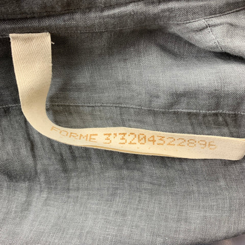 FORME 3’3204322896 Size S Gray Linen Nehru Collar Long Sleeve Shirt