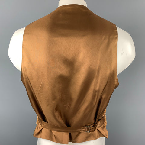 MOSCHINO Size 44 Brown Textured Cotton Bear Embroidery Buttoned Vest