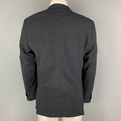 THE KOOPLES Taille 40 Manteau de sport à revers en laine à fines rayures marine