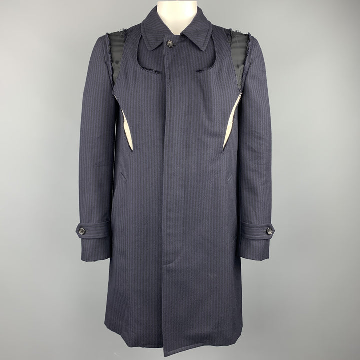 COMME des GARCONS Size L Navy & Black Wool Coat