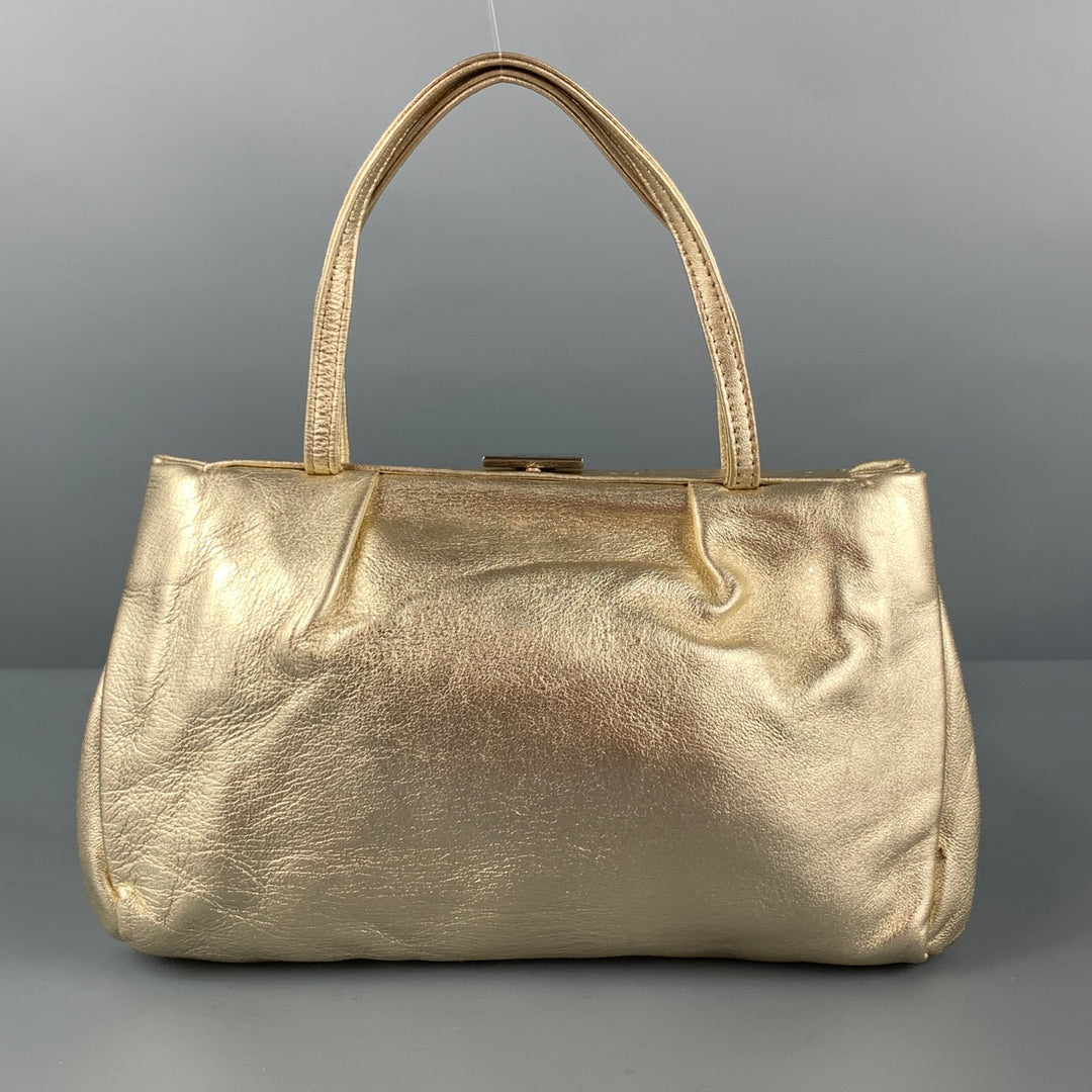 Vintage PRADA Gold Metallic Leather Mini Handbag