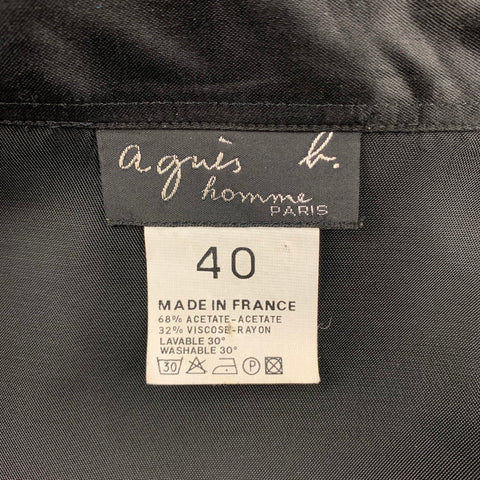 AGNES B. Size M Black Acetate Blend Button Up Long Sleeve Shirt