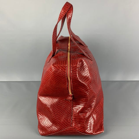 PAUL SMITH Burgundy Embossed Leather Carry-On Bag