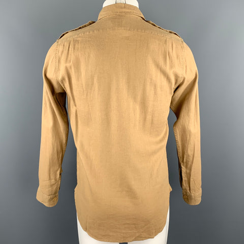 RALPH LAUREN Size S Khaki Linen / Cotton Button Up Long Sleeve Shirt