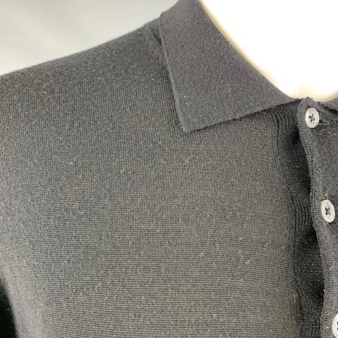 PAUL SMITH Size S Black Red Merino Wool Polo Pullover