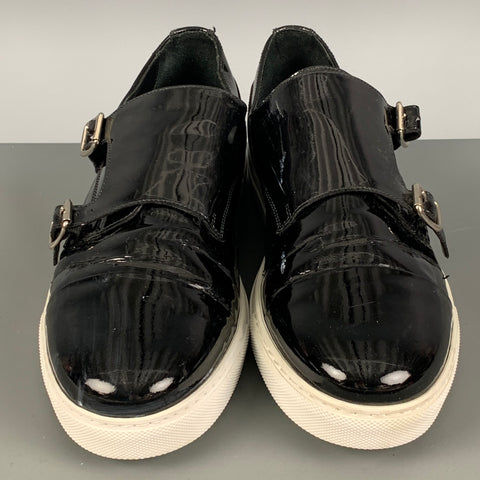 DSQUARED2 Size 10 Black Double Monk Strap Sneakers