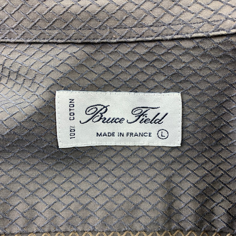 BRUCE FIELD Size L Dark Gray Textured Cotton Button Up Long Sleeve Shirt