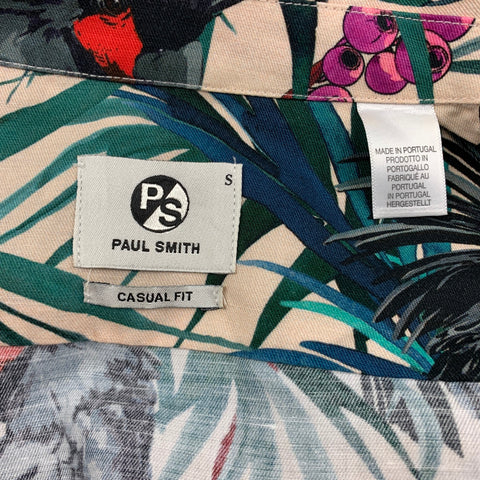 PS by PAUL SMITH Size S Multi-Color Print Cotton / Linen Camp Short Sleeve Shirt