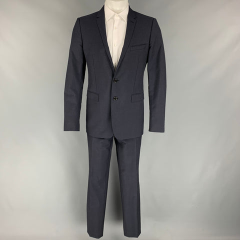 BURBERRY LONDON Talla 40 Traje cruzado de lana / mohair azul marino Glenplaid