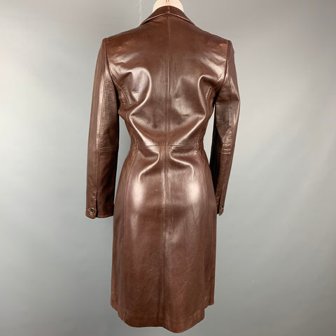 ANTONIO FUSCO Taille 2 Manteau boutonné en cuir marron