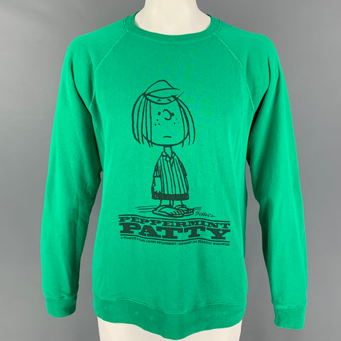 MARC JACOBS Size XL Green Black Graphic Cotton Crew-Neck Sweatshirt