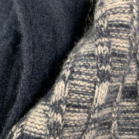 SPORTMAX Navy Grey Mixed Fabric Scarf