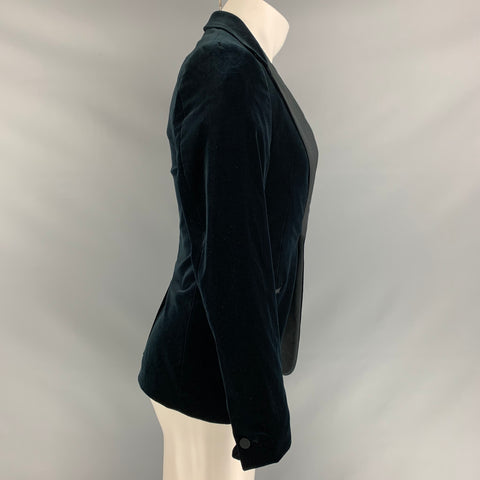 THEORY Chest Size 36 Navy Black Solid Velvet Notch Lapel Sport Coat