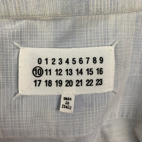 MAISON MARGIELA Size XS Light Blue White Plaid Cotton Short Sleeve Shirt