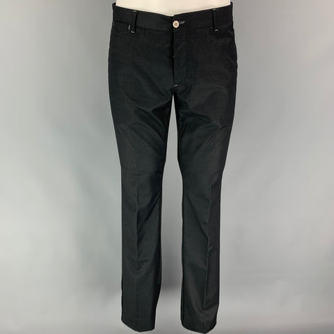 KUSS Size 36 Black Contrast Stitch Polyester / Viscose Notch Lapel Suit