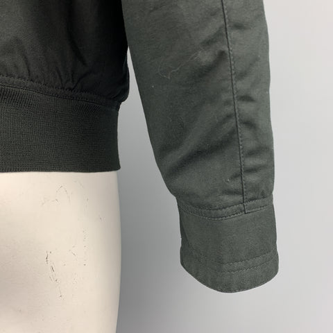 Vintage VERSACE JEANS COUTURE Size M Black Cotton Full Zip Silver Buttons Bomber Jacket