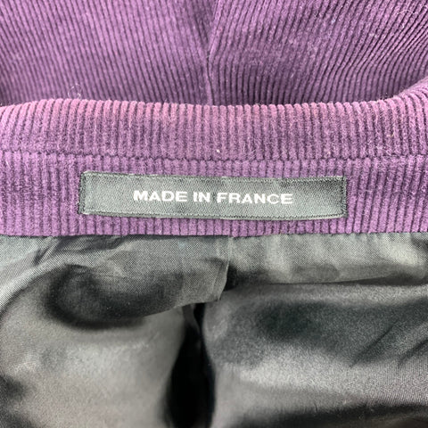 AGNES B. Size 40 Purple Corduroy Cotton Notch Lapel Suit