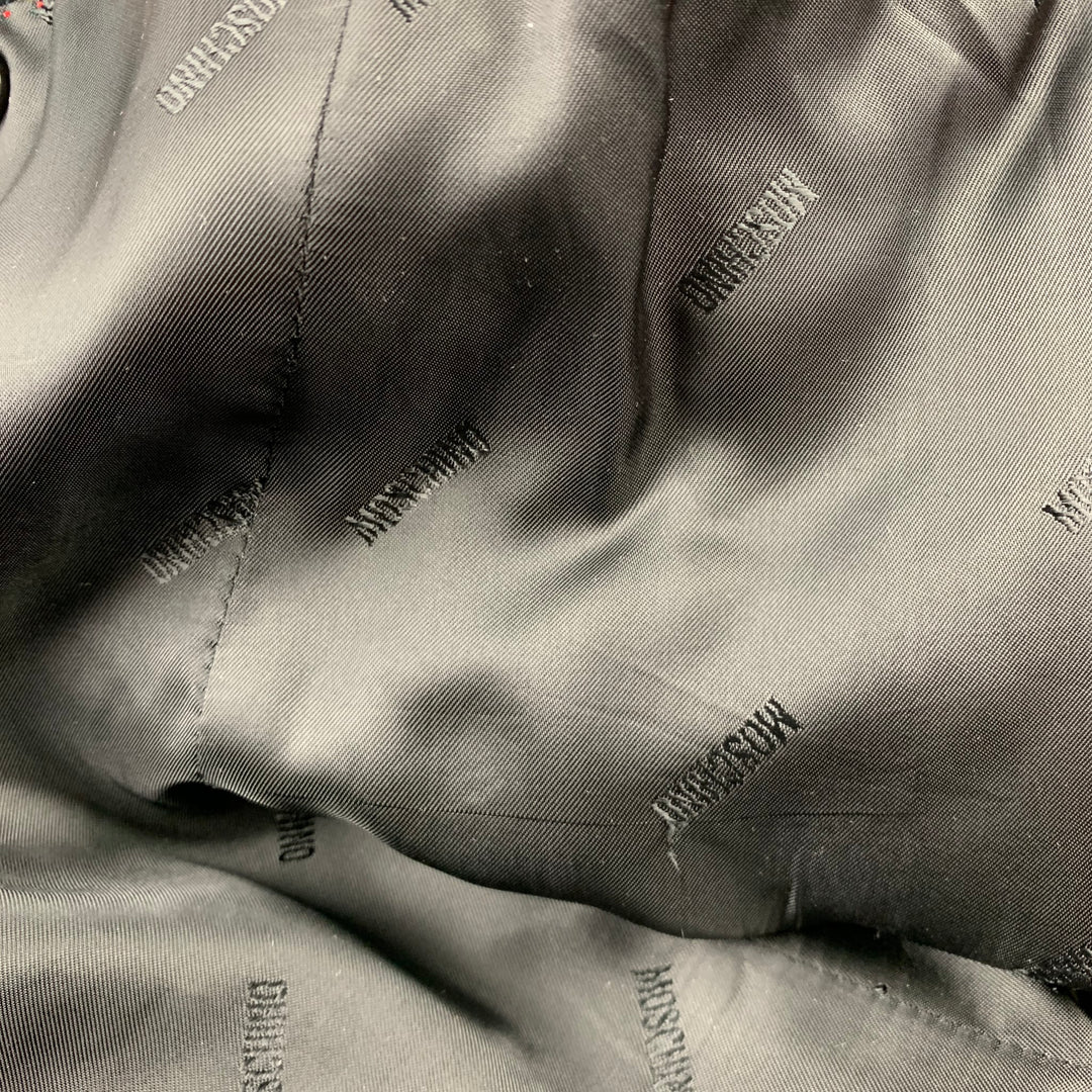 MOSCHINO F/W 14 Size 38 Black & White Print Cotton Velvet Sport Coat