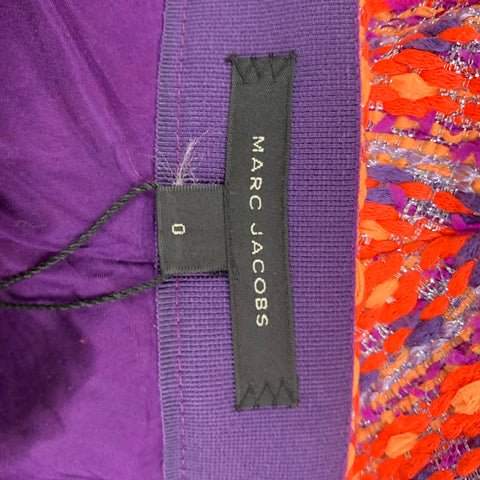 MARC JACOBS Size 0 Orange Multi-Color Modal Blend Tweed A-Line Skirt