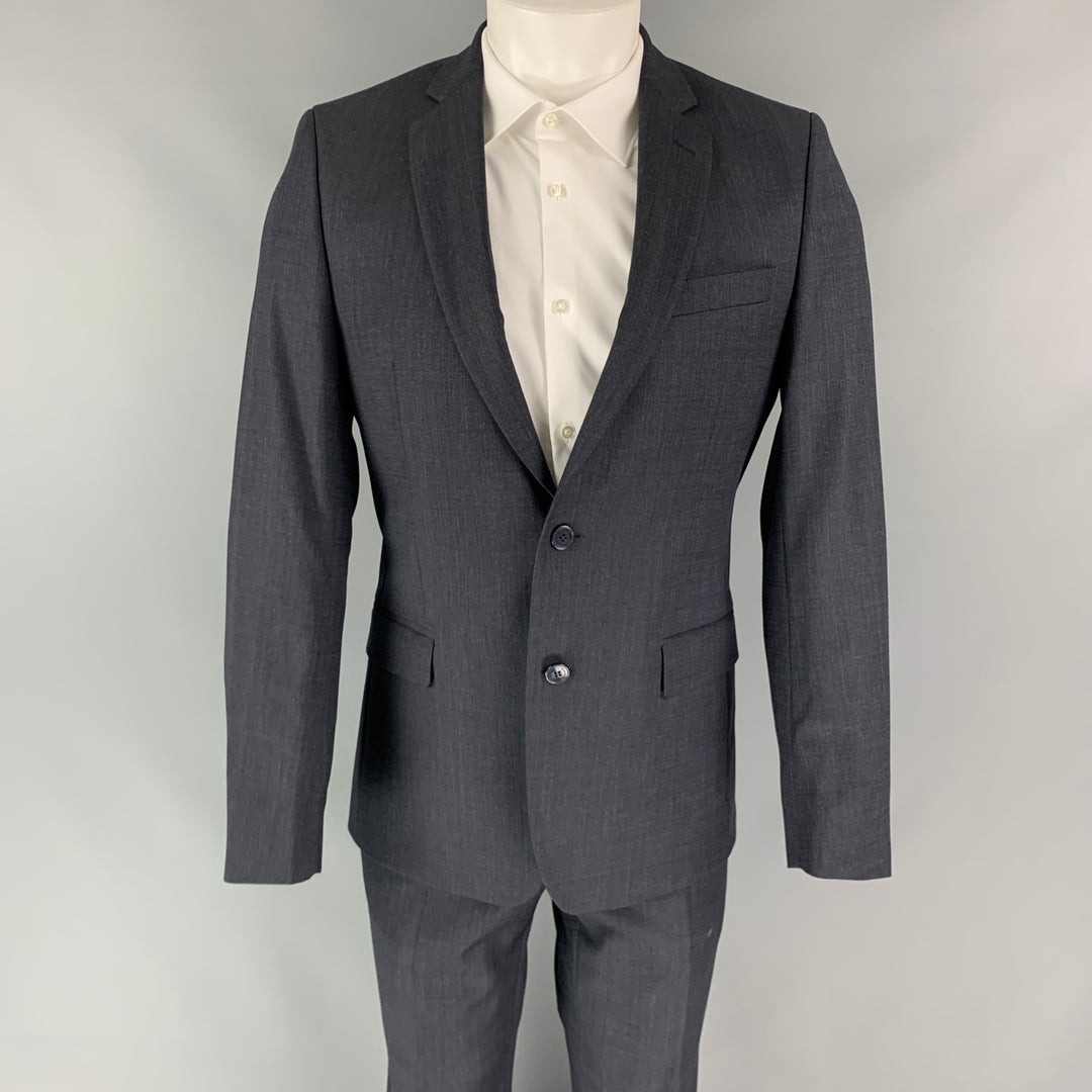 VERSACE COLLECTION Size 38 Charcoal Wool Single Breasted Notch Lapel Suit