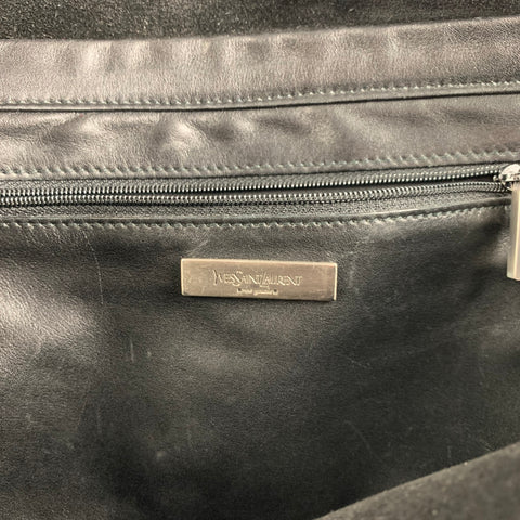 YVES SAINT LAURENT Black Suede Leather Satchel Shoulder Bag