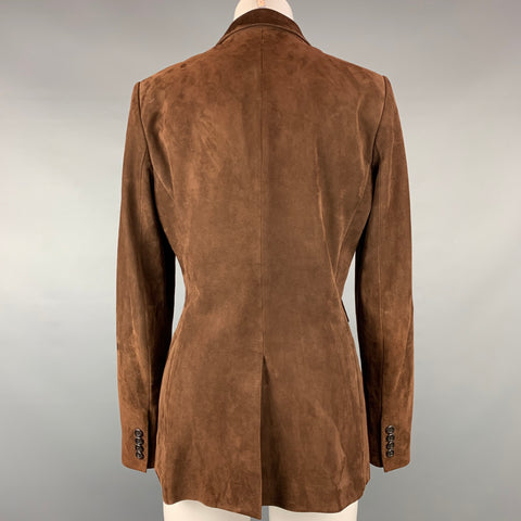 RALPH LAUREN Black Label Taille 10 Veste d'équitation en daim marron