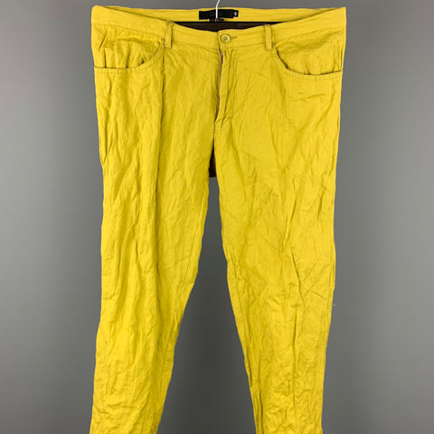 GIGLI Size 30 Chartreuse Wrinkled Cotton Blend Zip Fly Casual Pants