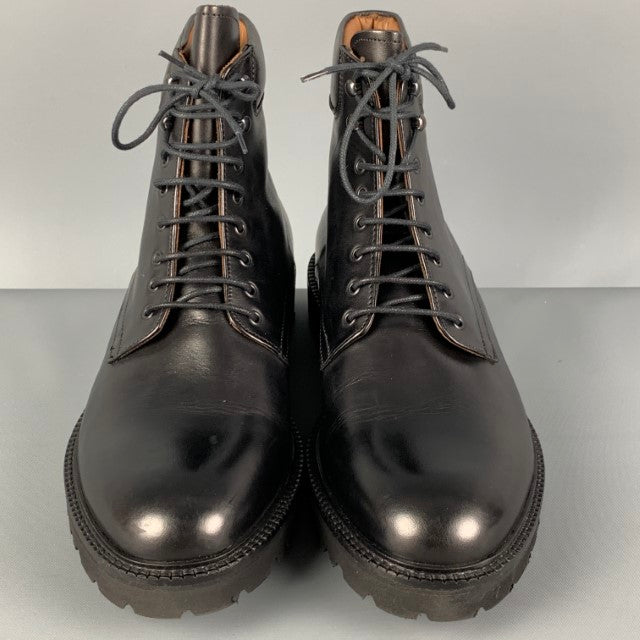 BARNEY'S NEW YORK Size 10 Black Leather Lace Up Combat Boots