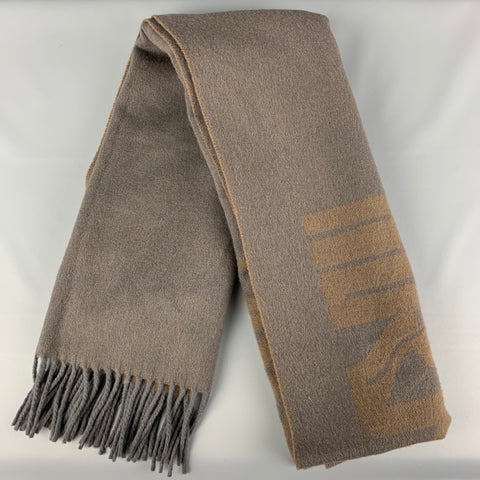 MAISON KITSUNE Grey Brown Two Tone Virgin Wool Scarf