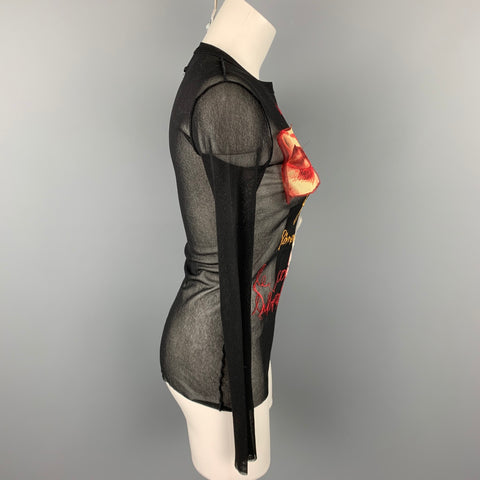 Vintage JEAN PAUL GAULTIER Size L Black Eye Lip Embroidery Polyamide Pullover