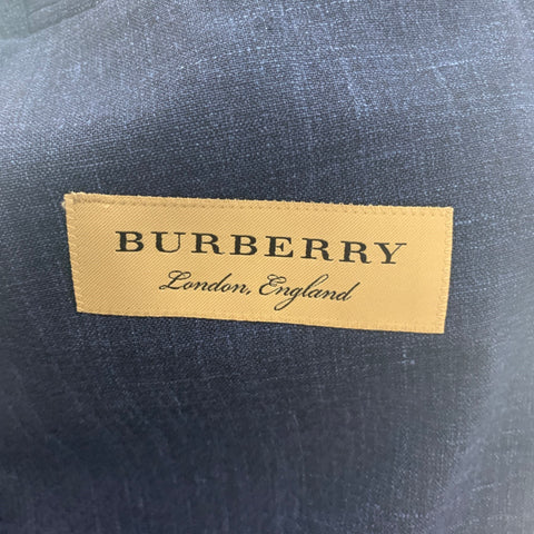 BURBERRY Size 42 Navy Blue Wool Blend Notch Lapel Suit