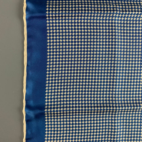 TURNBULL & ASSER Blue Cream Crosses Silk Pocket Square