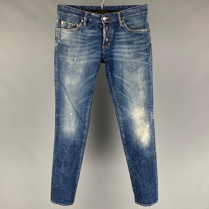 DSQUARED2 Size 32 Blue Distressed Button Fly Jeans