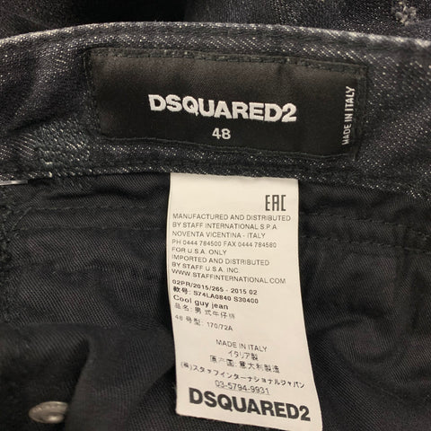 DSQUARED2 Size 32 Black Distressed Cotton Jeans