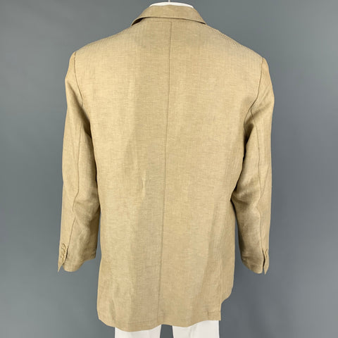 CUTTER & BUCK Size XXL Beige Herringbone Linen Silk Sport Coat