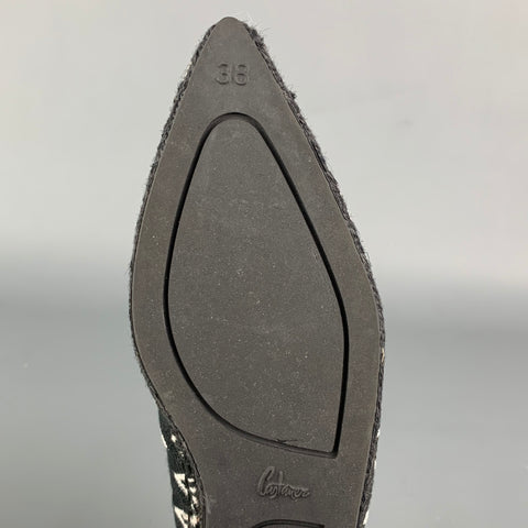 CASTANER x MISSONI Size 7.5 Black & White Canvas Zig Zag Suede Flats