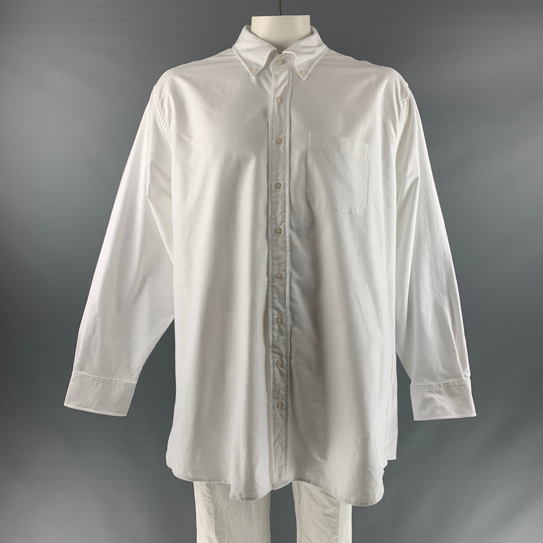 PROPER CLOTH Size XXL White Solid Cotton Button Down Long Sleeve Shirt Sui Generis Designer Consignment PROPER CLOTH Size XXL White Solid Cotton Button Down Long Sleeve Shirt Sui Generis Designer Consignment