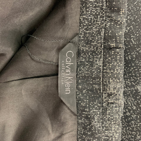 CALVIN KLEIN COLLECTION Size 38 Black & Grey Splattered Cotton Blend Notch Lapel Suit
