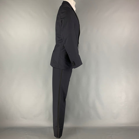 SIMON SPURR VALDEX Size 40 Regular Black Wool Notch Lapel 34 36 Tuxedo