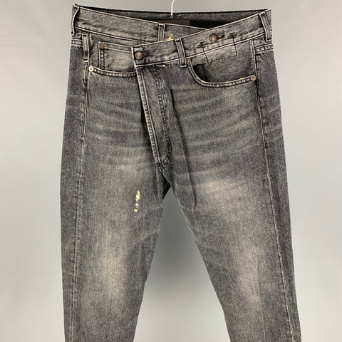 R13 Size 27 Charcoal Wash Denim Zip Fly Crossover Waist Jeans