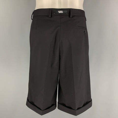KARL LAGERFELD Size 36 Black Virgin wool elastane Flat Front Shorts