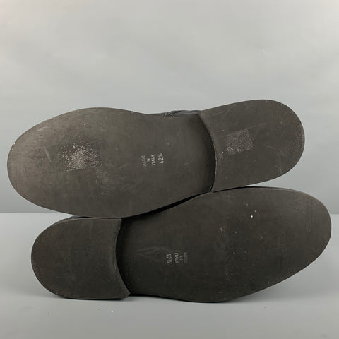 ANN DEMEULEMEESTER Talla 9.5 Botas con cremallera de cuero con puntadas en contraste negras