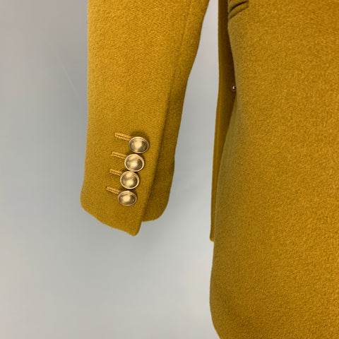 SAINT LAURENT Veste croisée en laine et cachemire moutarde taille 0