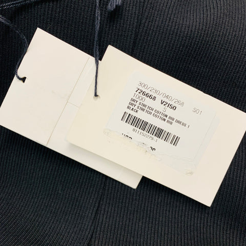 BOTTEGA VENETA Taille S Robe mi-mollet côtelée en coton noir