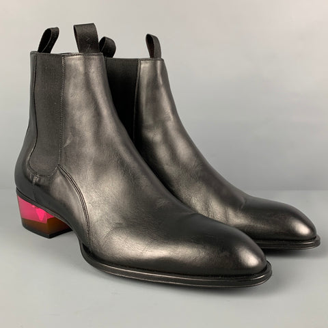 GIUSEPPE ZANOTTI Size 10.5 Black Leather Pull On Boots