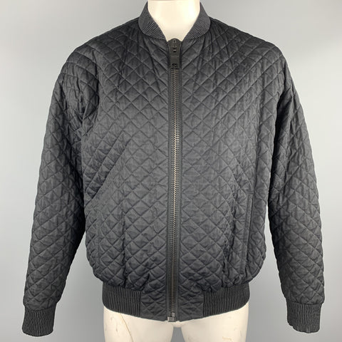 CALVIN KLEIN COLLECTION Size 42 Black Quilted Nylon Zip Up Jacket