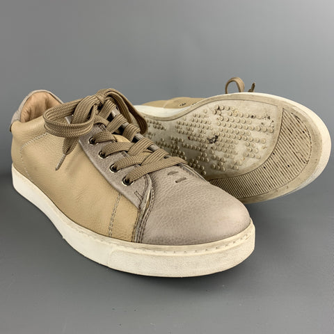 GIANVITO ROSSI Size 8 Taupe Leather Lace Up Sneakers
