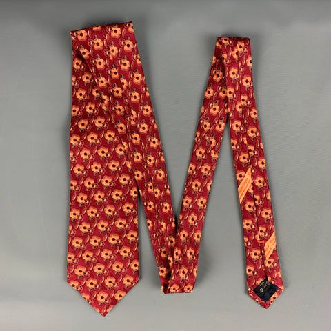 ERMENEGILDO ZEGNA Cravate en soie florale orange bordeaux
