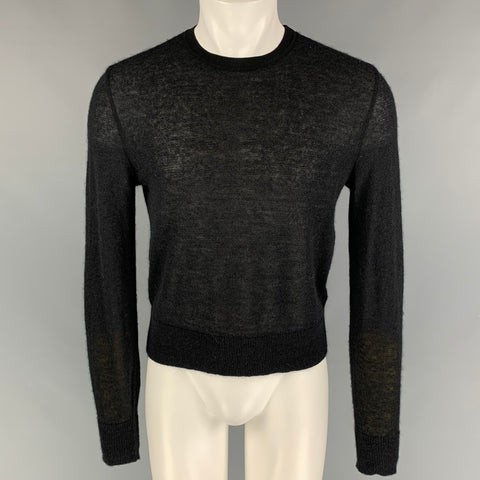 CALVIN KLEIN COLLECTION Size S Black Mohair Blend Crew-Neck Pullover